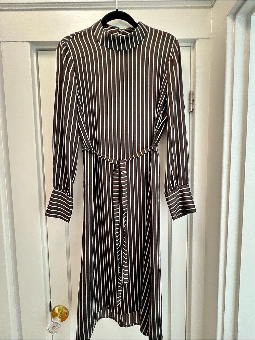 Just Brown & White Striped Midi Dress Size Medium